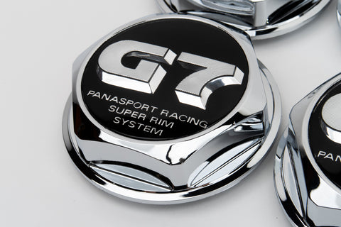 Panasport G7 C5C2 66mm Reproduction Center Caps *Black/Chrome*