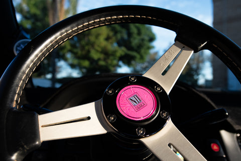 ND Osaka Pink Horn Button *Black Chrome Trim Ring*