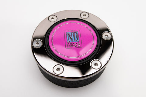 ND Osaka Pink Horn Button *Black Chrome Trim Ring*