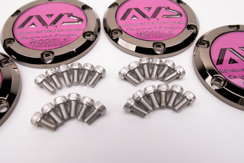 Yokohama AVS Model 5 Reproduction Center Caps *Dark Pink / Black Chrome *