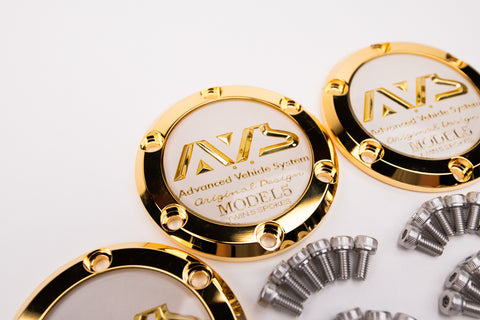 Yokohama AVS Model 5 Reproduction Center Caps *24k Gold Plated / White*