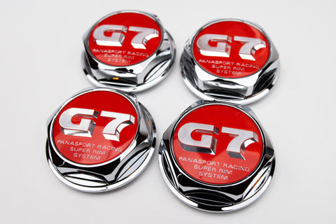 Panasport G7 C5C/C5C2 66mm Reproduction Center Caps *Red/Chrome*