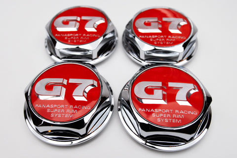 Panasport G7 C5C/C5C2 66mm Reproduction Center Caps *Red/Chrome*