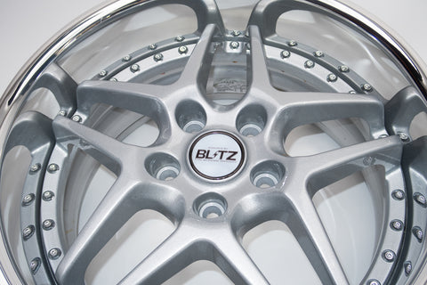 Blitz BRW03 Reproduction Center Caps *White/Black Chrome*