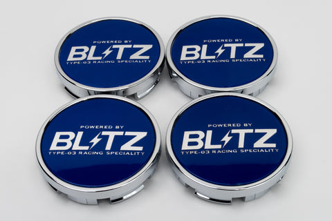 Blitz BRW03 Reproduction Center Caps *Blue/Chrome*