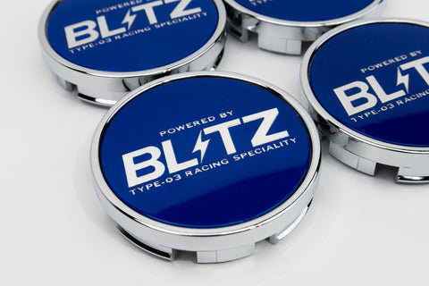 Blitz BRW03 Reproduction Center Caps *Blue/Chrome*