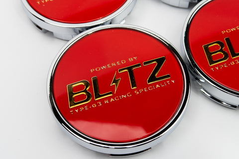 Blitz BRW03 Reproduction Center Caps *Red/Gold/Chrome*